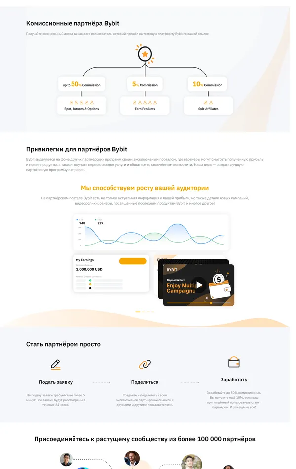 Программа лояльности Bybit, тематика — Крипто  и блокчейн, цвета — Белый, стиль — Корпоративный, типографика — Без засечек