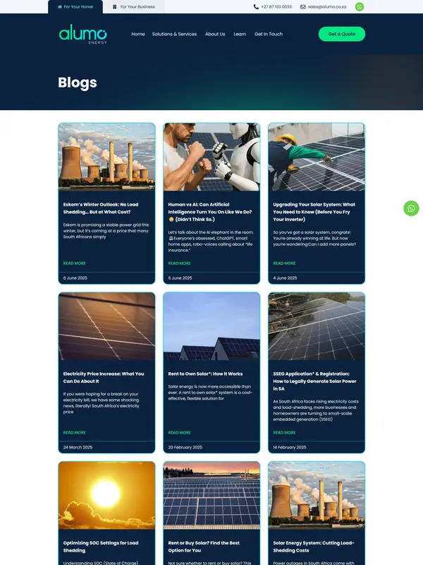 Блог Alumo, тематика — Другое, цвета — Белый, Черный, Серый, стиль — Корпоративный, Карточный, типографика — Без засечек
