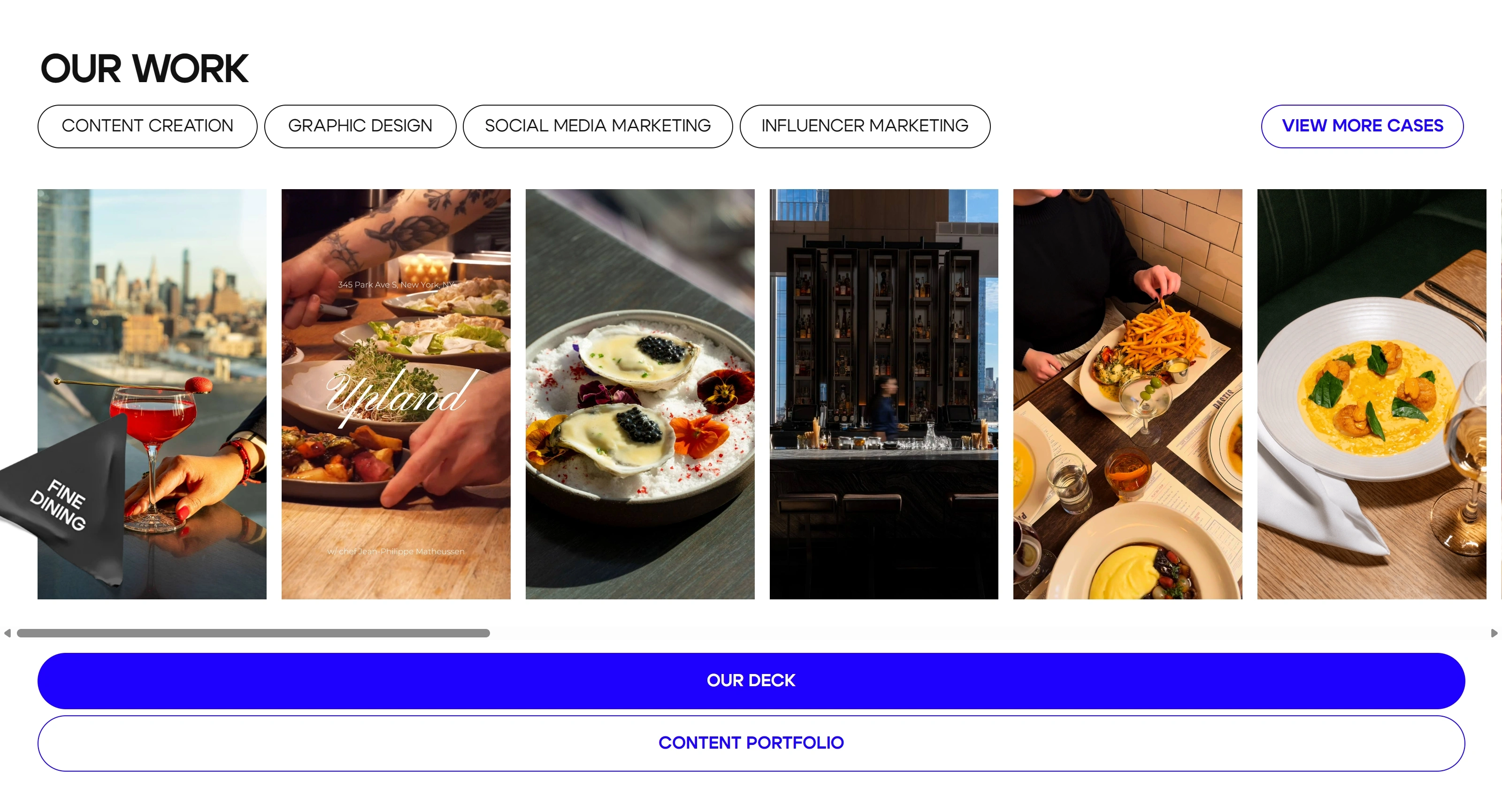 Baguette PR Секция «Портфолио» с сайта https://baguettepr-agency.com/, тематика — Агентство , цвета — Белый, Черный, Серый, стиль — Корпоративный, Карточный, типографика — Без засечек, Декоративные