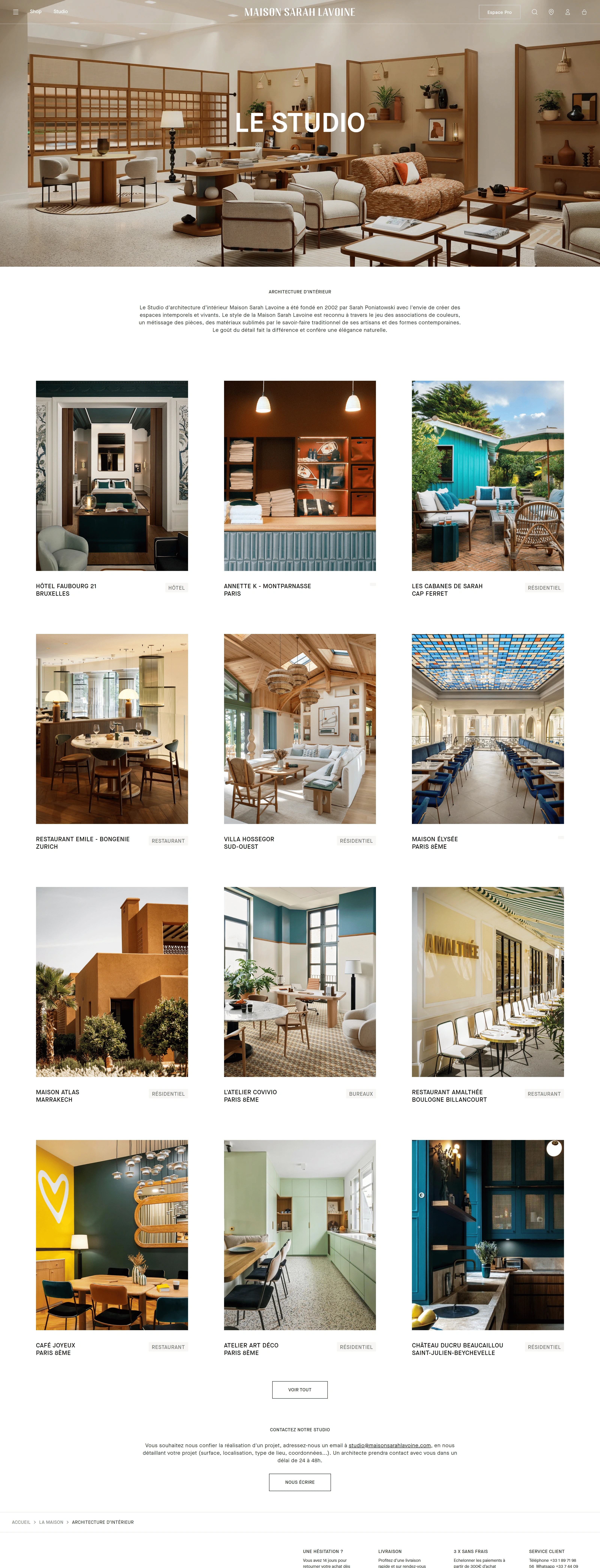 Maison Sarah Lavoine Портфолио Maison Sarah Lavoine, тематика — Интернет-магазин, Дизайн, цвета — Белый, Серый, Коричневый, стиль — Классический, Минимализм, типографика — Без засечек