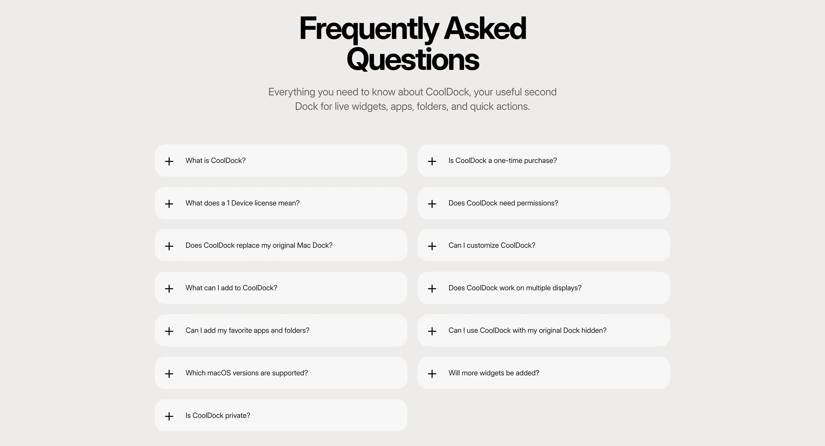 Cooldock Секция «FAQ» с сайта https://www.dock.cool/, тематика — SaaS, цвета — Белый, стиль — Карточный, Минимализм, типографика — Без засечек