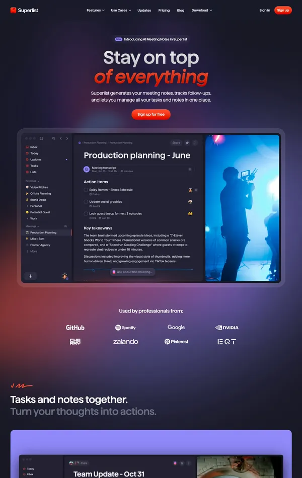 Продукт Superlist, тематика — SaaS, цвета — Черный, Серый, стиль — Корпоративный, типографика — Без засечек