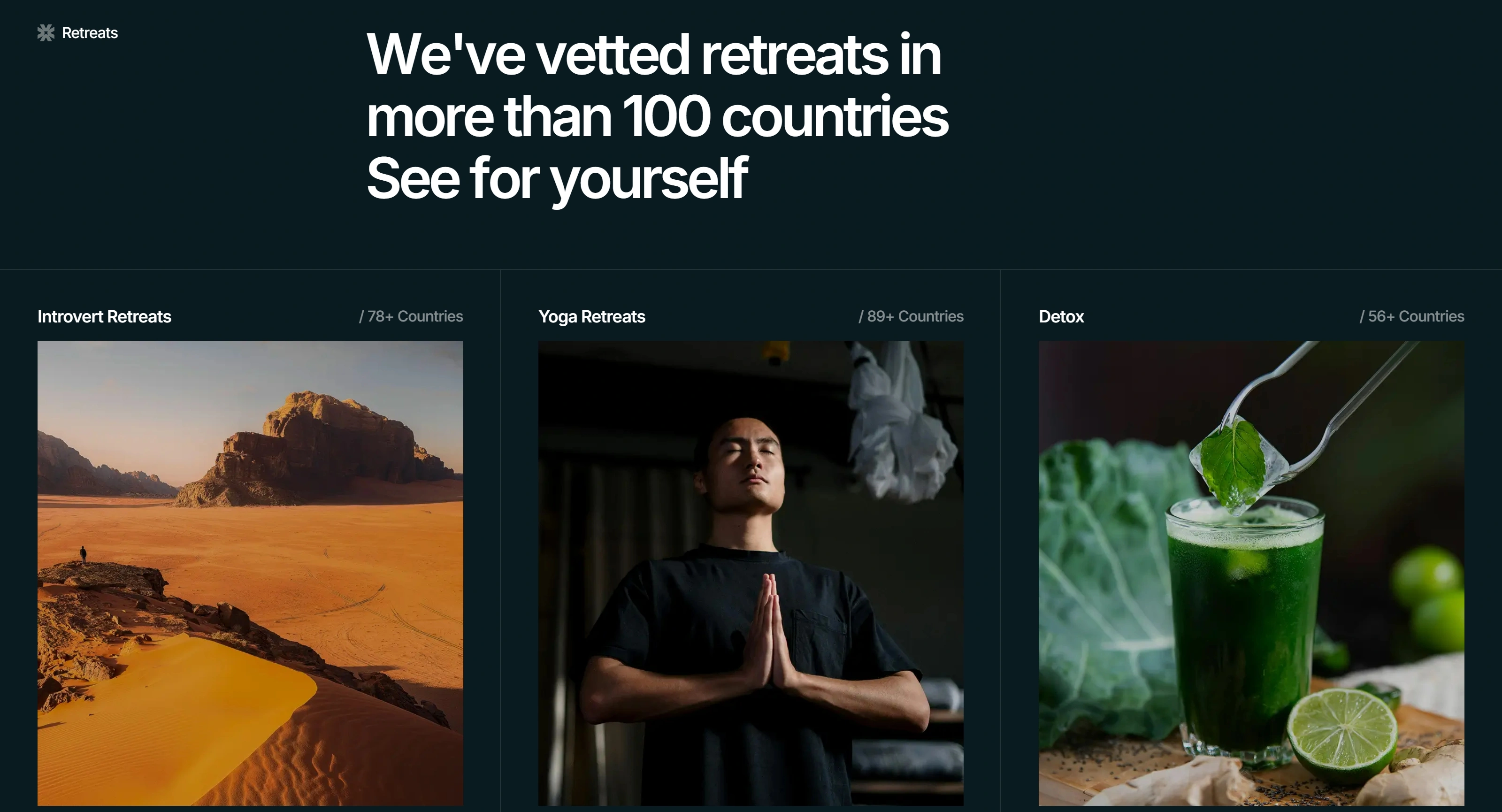 Vita Travel Секция «Первый экран» с сайта https://vita-travel.webflow.io/, тематика — Путешествия и туризм, цвета — Черный, Серый, стиль — Карточный, Минимализм, типографика — Без засечек