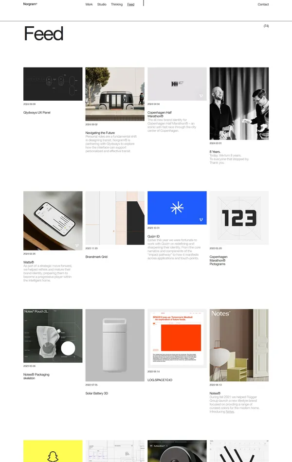 Блог Norgram, тематика — Дизайн, цвета — Белый, Серый, стиль — Минимализм, типографика — Без засечек