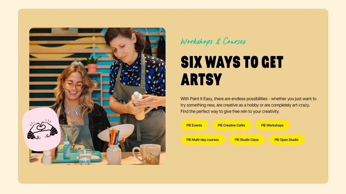 Секция «Услуги» с сайта https://paintiteasy.ch/en/, тематика — Искусство, цвета — Белый, Серый, Желтый, стиль — Рисованный, типографика — Без засечек, Рукописные