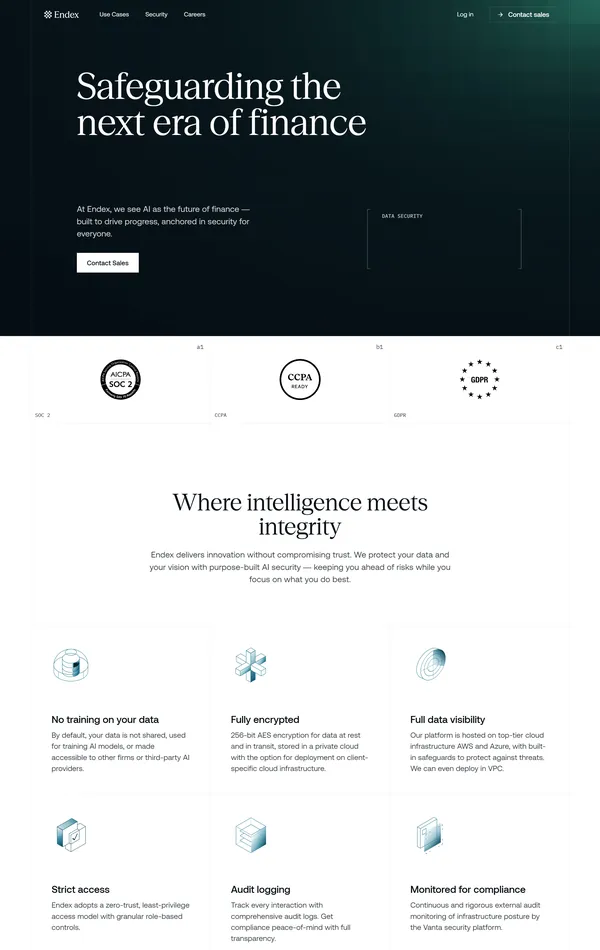 Продукт Endex, тематика — Финансы, цвета — Белый, Черный, стиль — Классический, Минимализм, типографика — С засечками