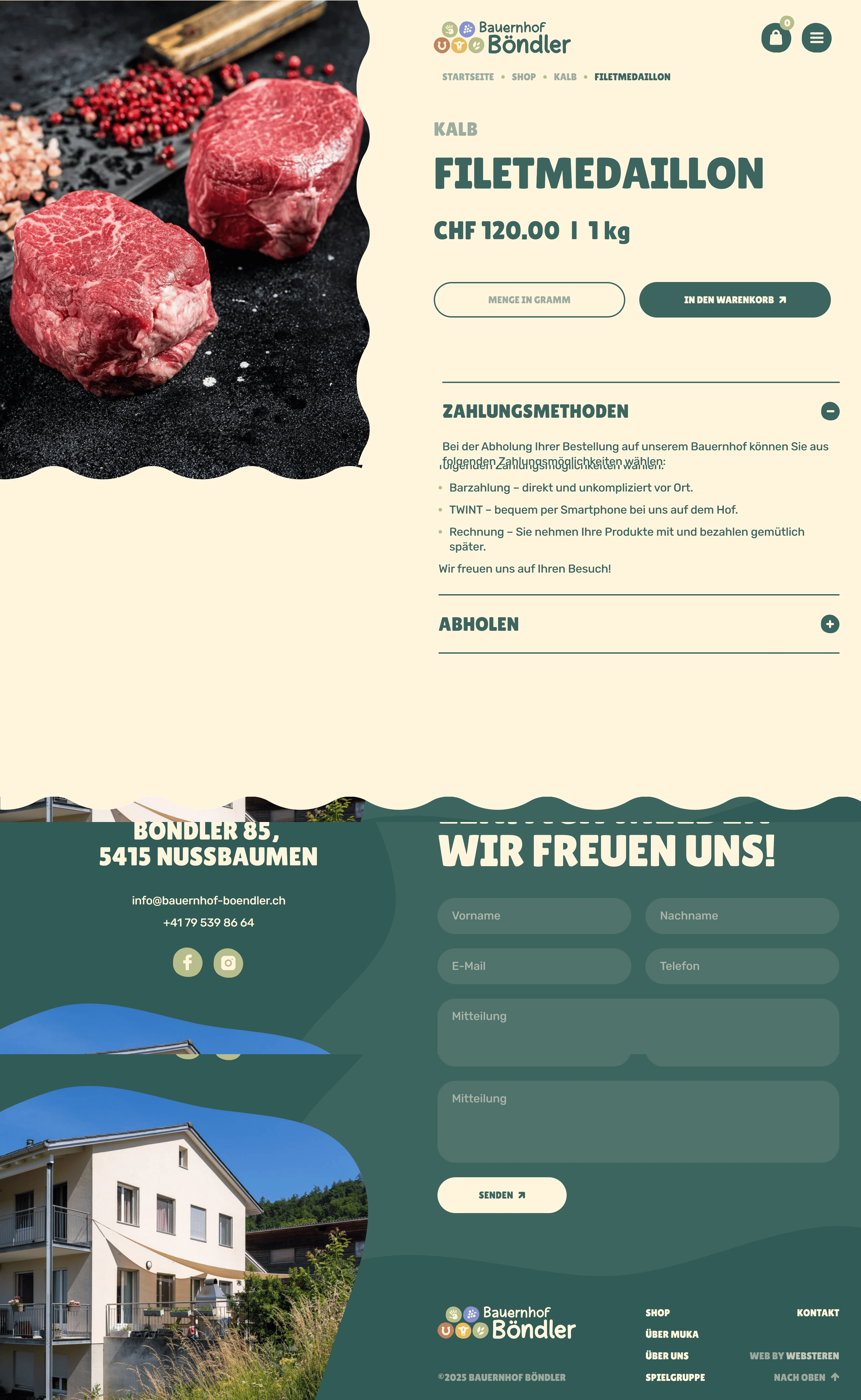 Bauernhof Böndler Продукт Bauernhof Böndler, тематика — Сельское хозяйство, цвета — Белый, Серый, Зеленый, стиль — Органический и природный, типографика — Без засечек, Декоративные