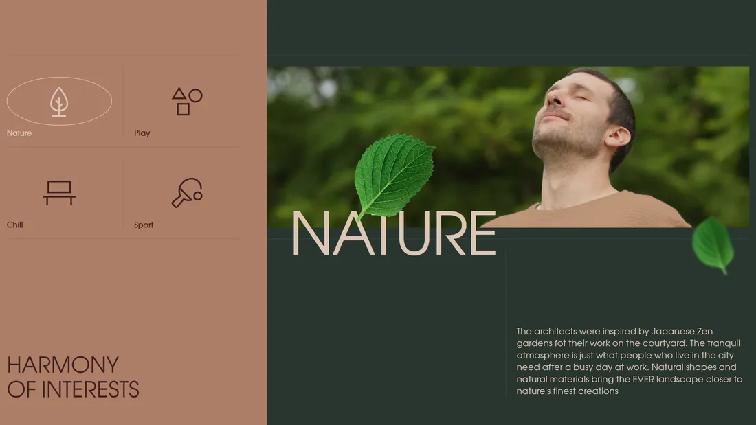 Секция «Преимущества» с сайта https://ever-live-here.com/en/, тематика — Недвижимость, цвета — Черный, Серый, стиль — Минимализм, типографика — Без засечек