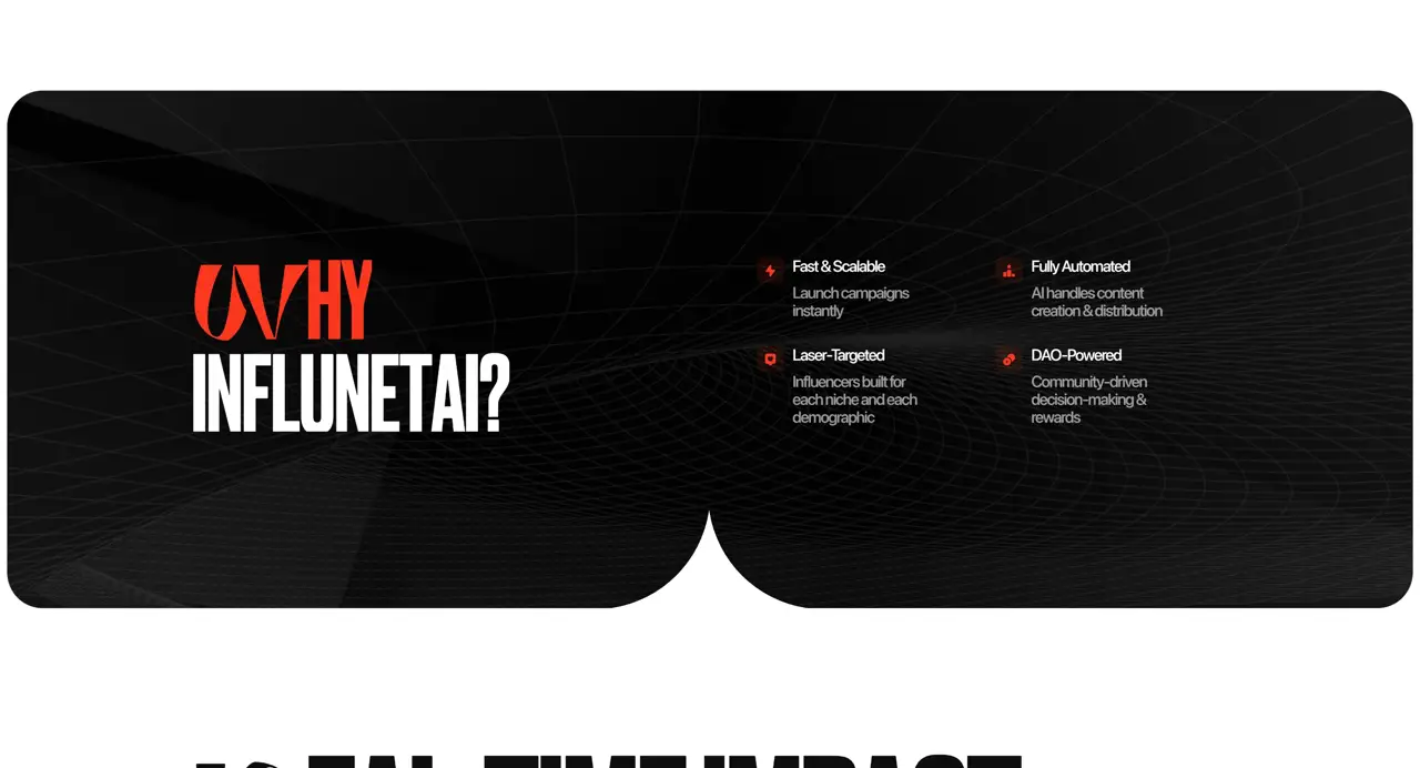 Секция «Преимущества» с сайта https://influnetai.tilda.ws/, тематика — Крипто  и блокчейн, цвета — Черный, стиль — Корпоративный, Минимализм, типографика — Без засечек, Декоративные
