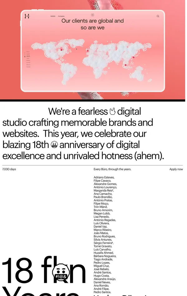 Лендинг Büro, тематика — Дизайн, цвета — Белый, Розовый, стиль — Корпоративный, Типографика, типографика — Без засечек