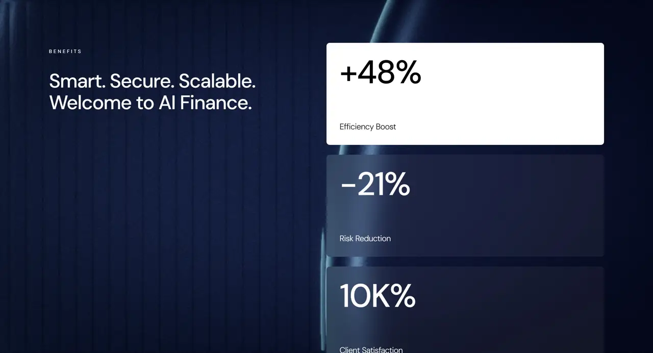 Секция «Преимущества» с сайта https://futureoffinance.peachweb.io/, тематика — Финансы, цвета — Черный, стиль — Корпоративный, Минимализм, типографика — Без засечек