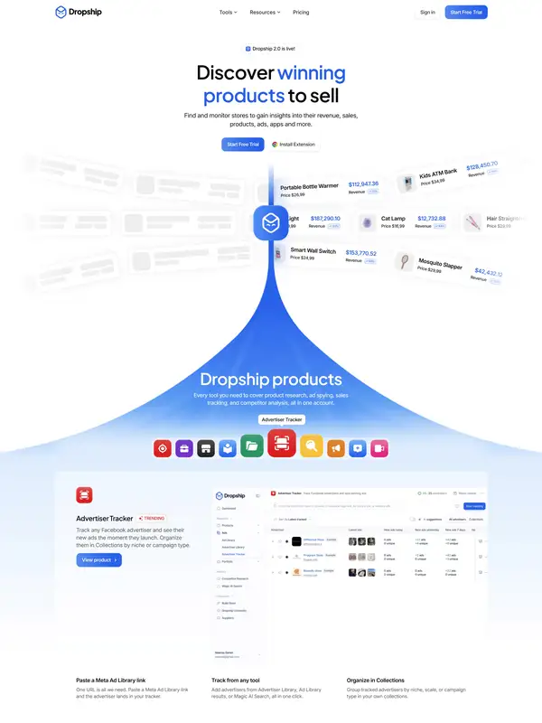 Главная Dropship, тематика — SaaS, цвета — Белый, стиль — Корпоративный, Минимализм, типографика — Без засечек