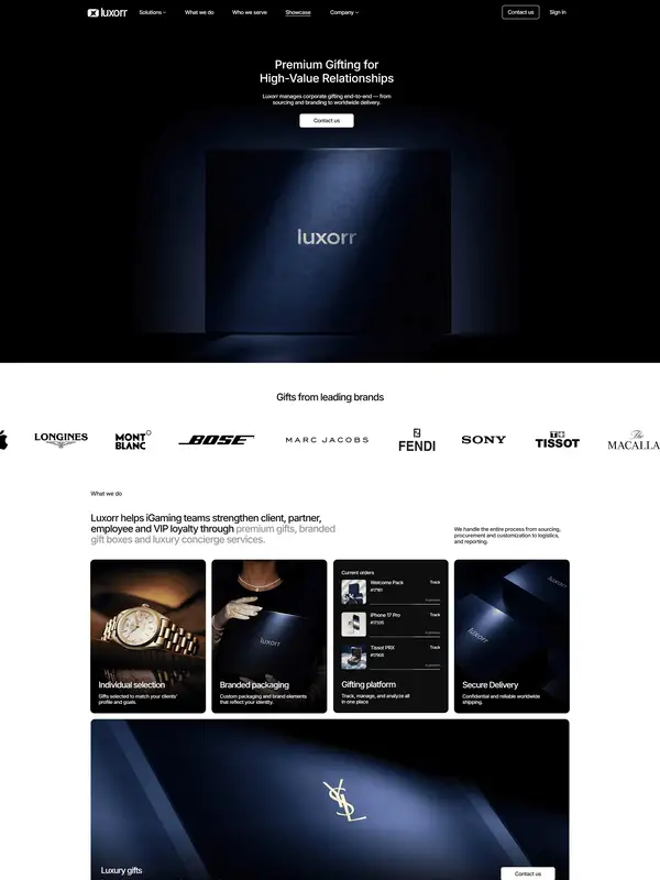 Главная Luxorr, тематика — Бизнес и профессиональные услуги, цвета — Белый, Черный, Серый, стиль — Корпоративный, Минимализм, типографика — Без засечек
