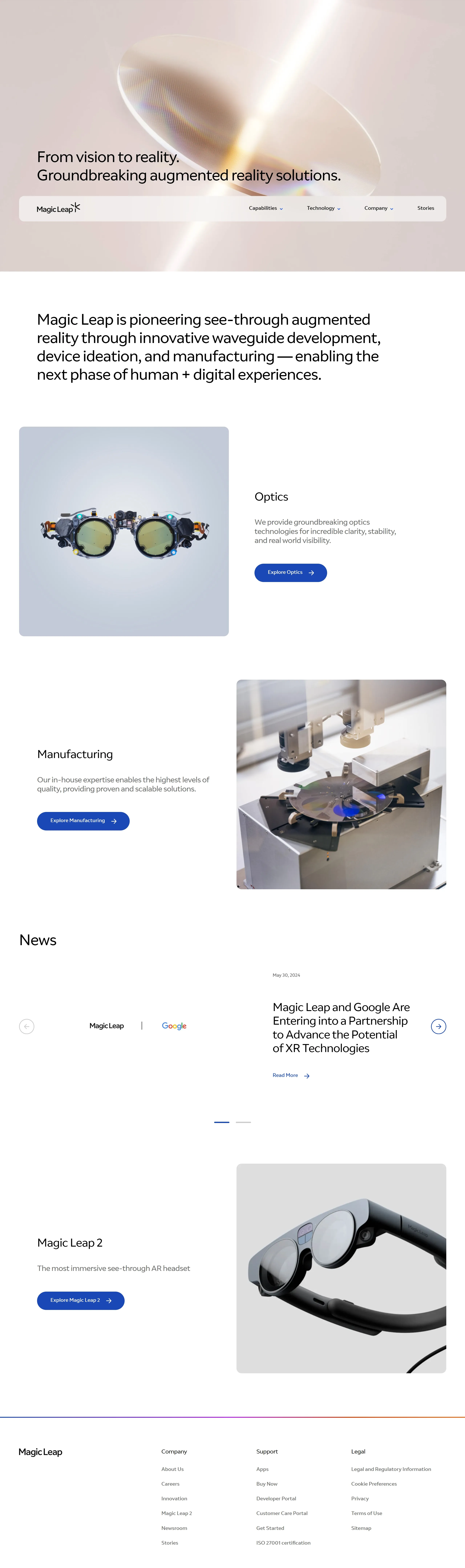Magic Leap Главная Magic Leap, тематика — IT и программное обеспечение, цвета — Белый, стиль — Корпоративный, типографика — Без засечек