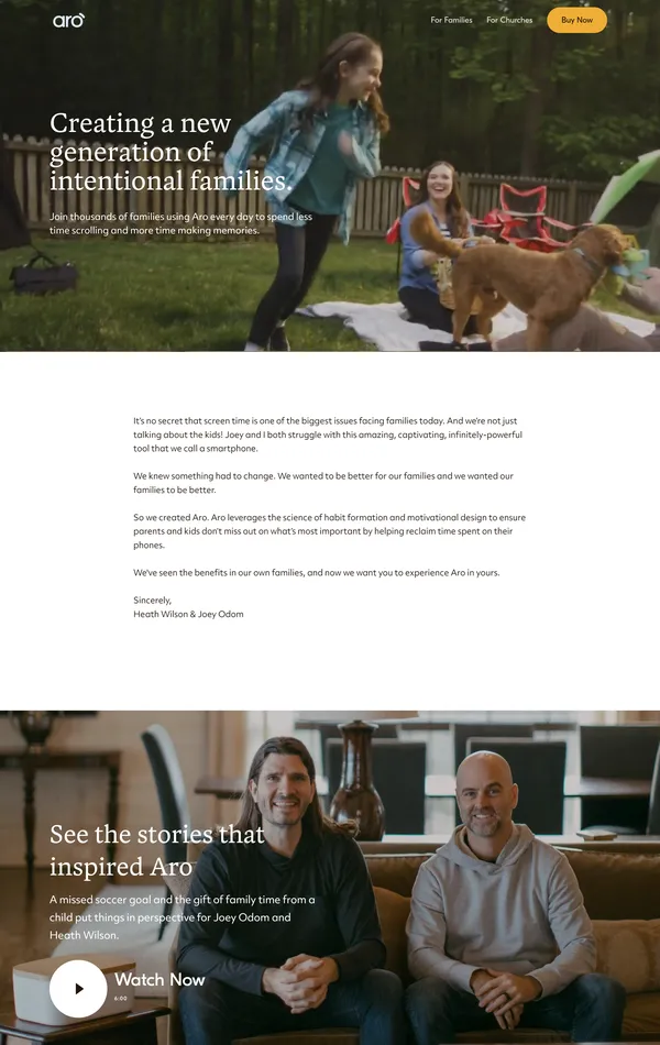 Страница о компании Aro, тематика — Продукт, Некоммерческая деятельность, цвета — Белый, Черный, Серый, стиль — Корпоративный, типографика — Без засечек