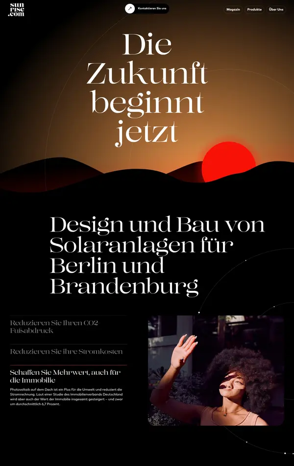 Главная sun-rise, тематика — Строительство, цвета — Черный, Коричневый, стиль — Корпоративный, Типографика, типографика — С засечками