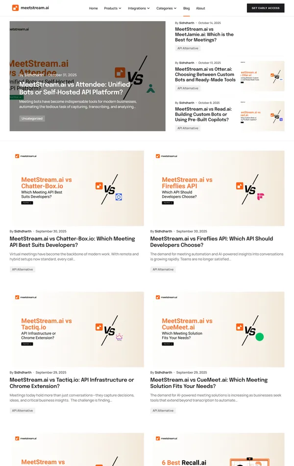 Блог MeetStream, тематика — IT и программное обеспечение, цвета — Белый, стиль — Корпоративный