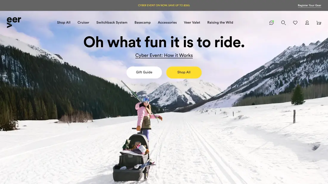 Секция «Первый экран» с сайта https://goveer.com/, тематика — Интернет-магазин, цвета — Белый, Черный, Серый, стиль — Корпоративный, Минимализм, типографика — Без засечек