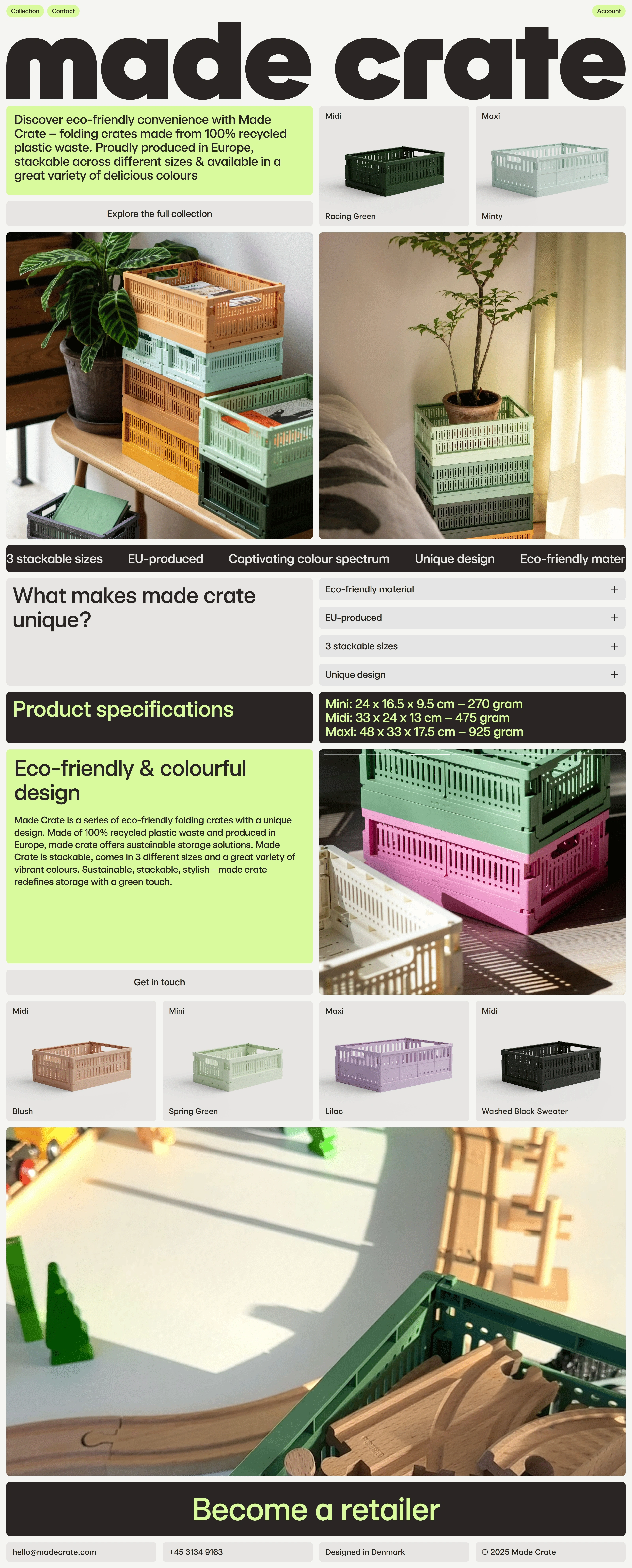 Made Crate Главная Made Crate, тематика — Продукт, цвета — Белый, Серый, стиль — Карточный, Минимализм, типографика — Без засечек, Декоративные
