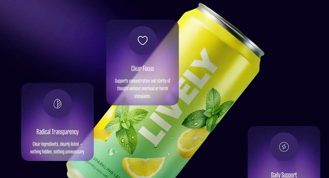 Секция «О продукте» с сайта https://coctails-gapsy.webflow.io/, тематика — Еда и напитки, цвета — Черный, Серый, стиль — Карточный, Органический и природный, типографика — Без засечек, Декоративные