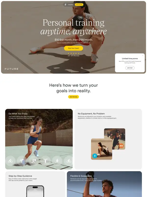 Главная Future, тематика — Здоровье и фитнес, цвета — Белый, Черный, Серый, стиль — Корпоративный, Карточный, Минимализм, типографика — Без засечек