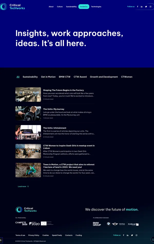 Секция «Контент» с сайта https://www.criticaltechworks.com/, тематика — IT и программное обеспечение, цвета — Черный, стиль — Корпоративный, типографика — Без засечек