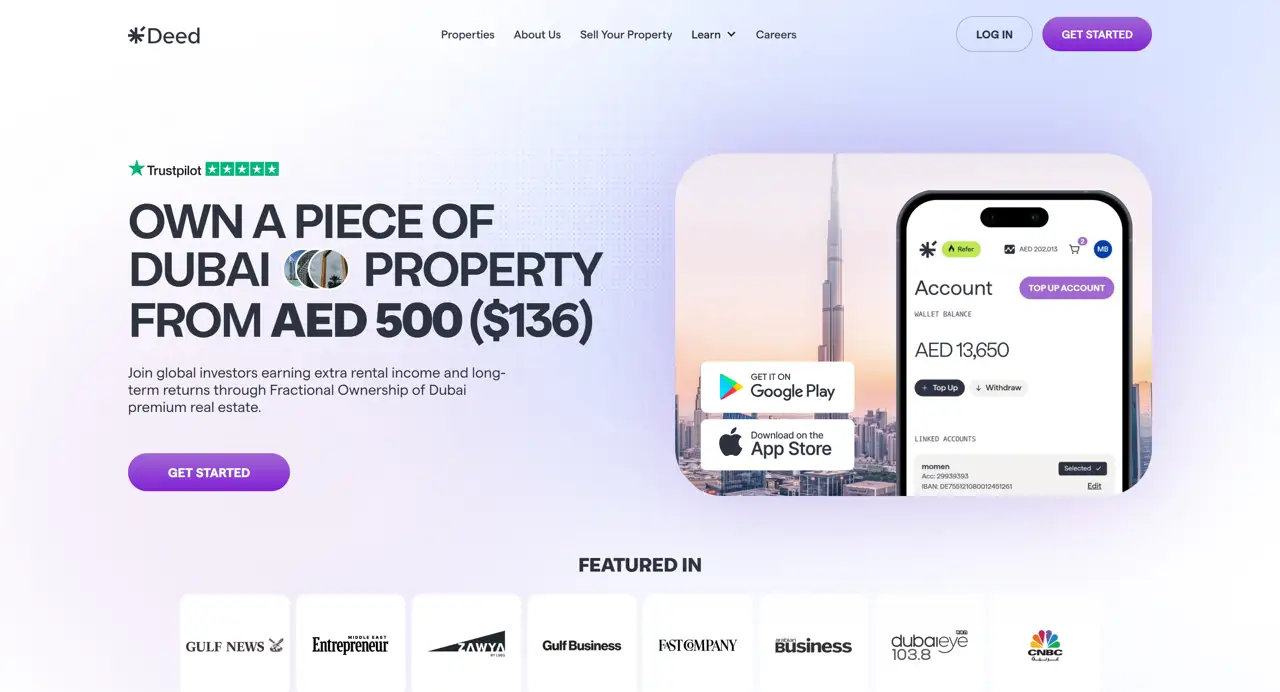 Секция «Первый экран» с сайта https://www.startdeed.com/, тематика — Недвижимость, цвета — Белый, Серый, стиль — Корпоративный, Минимализм, типографика — Без засечек