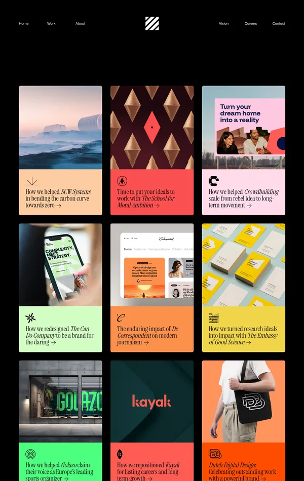 Портфолио Momkai, тематика — Дизайн, цвета — Белый, Черный, Серый, стиль — Корпоративный, Минимализм, типографика — Без засечек