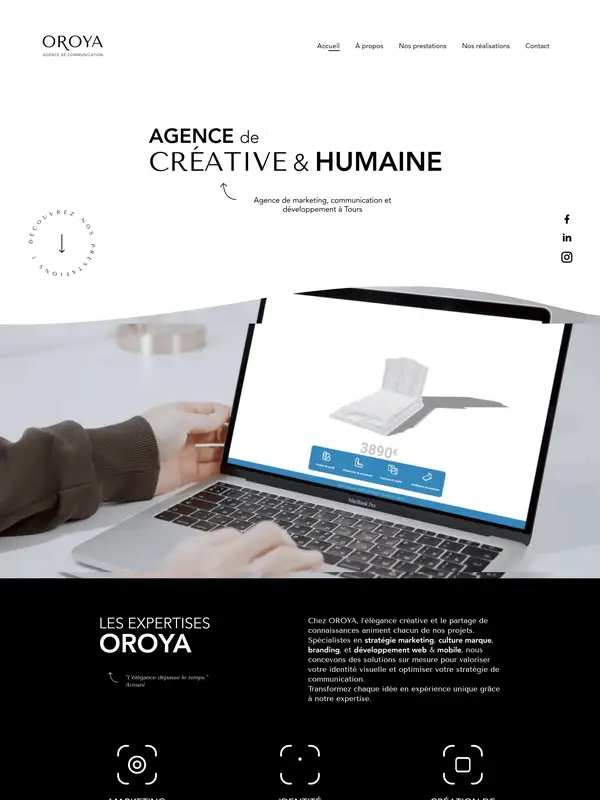 Главная OROYA, тематика — Агентство , цвета — Белый, Черный, Серый, стиль — Корпоративный, Минимализм, типографика — Без засечек