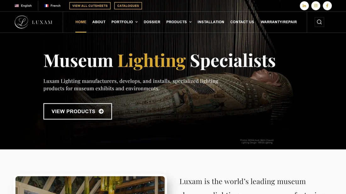 Секция «Призыв к действию» с сайта https://luxam.com/, тематика — Искусство, цвета — Белый, Черный, стиль — Классический, Корпоративный, Минимализм, типографика — С засечками, Без засечек