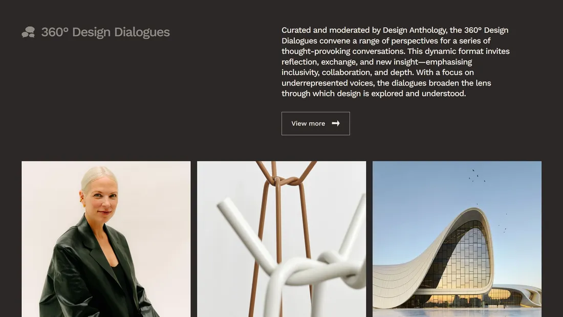 Секция «О продукте» с сайта https://www.jiacurated.com/, тематика — Мероприятия, Искусство, цвета — Белый, Черный, Серый, стиль — Минимализм, типографика — Без засечек