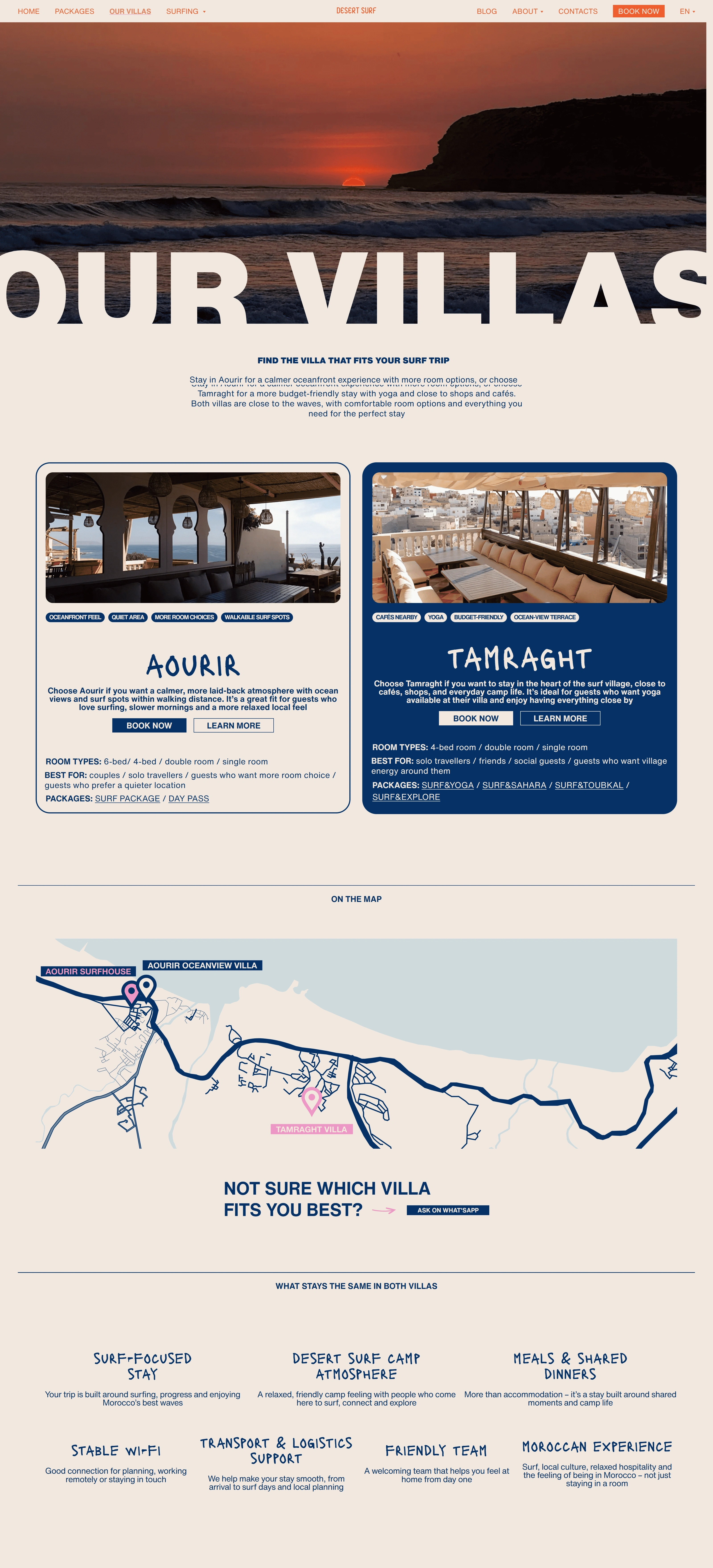 Desert Surf Camp Каталог Desert Surf Camp, тематика — Путешествия и туризм, цвета — Белый, Черный, Серый, стиль — Карточный, Органический и природный, типографика — Без засечек, Декоративные