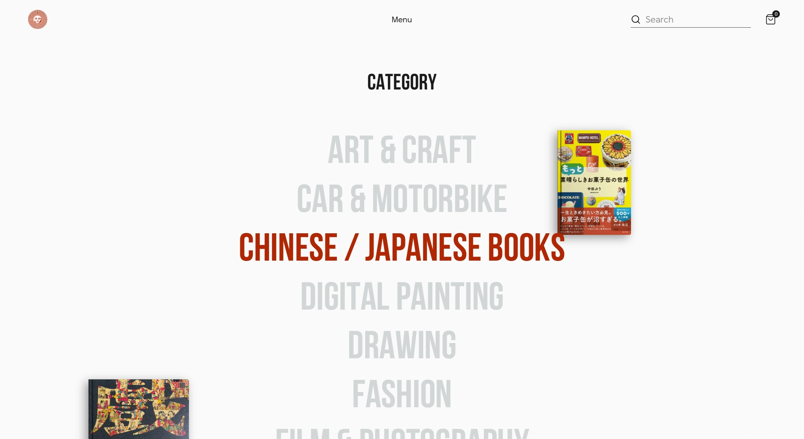 Artbook Секция «Товары» с сайта https://www.tiemsachartbook.com/, тематика — Интернет-магазин, цвета — Белый, стиль — Минимализм, типографика — Без засечек