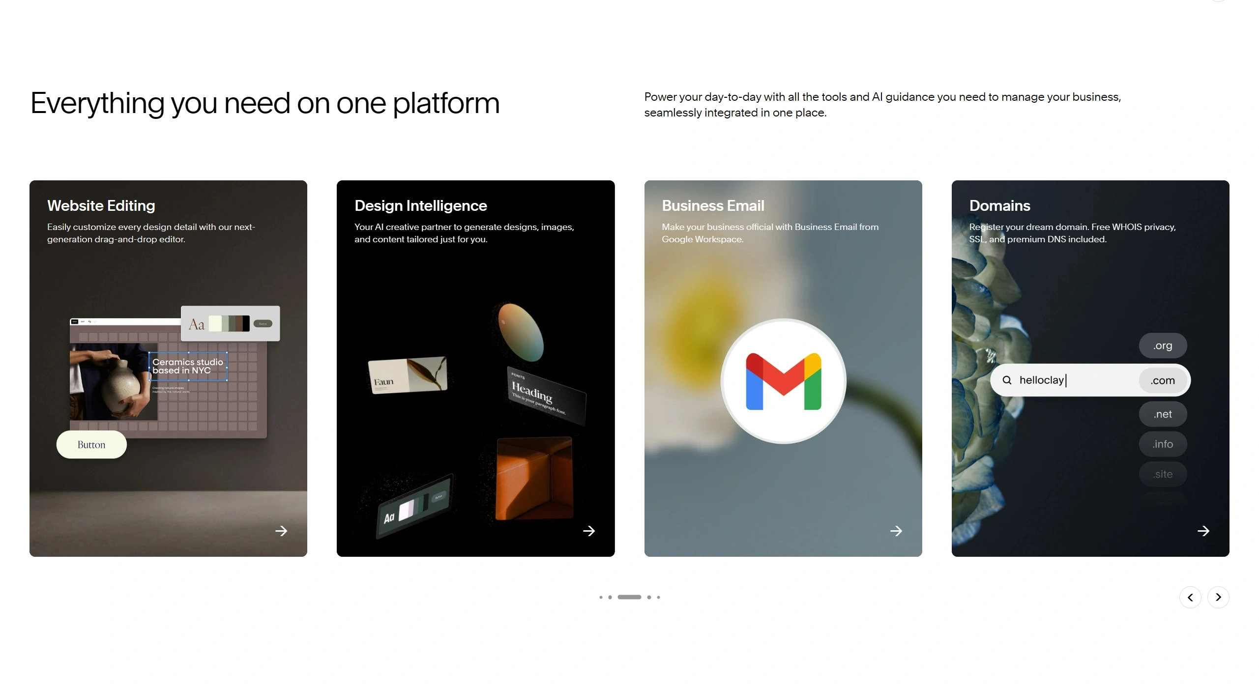 Squarespace Секция «Преимущества» с сайта https://www.squarespace.com/, тематика — SaaS, цвета — Белый, Черный, Серый, стиль — Корпоративный, Минимализм, типографика — Без засечек