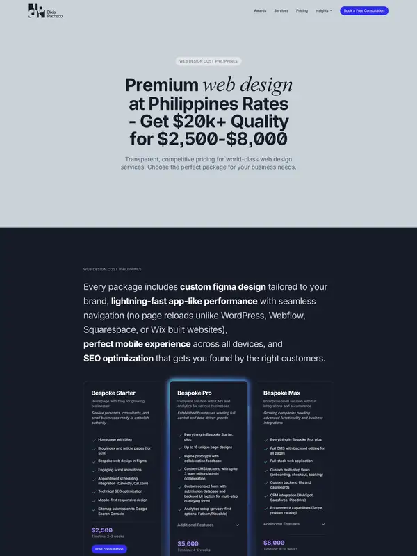 Услуги Dixie Raiz Pacheco, тематика — Дизайн, цвета — Белый, Черный, стиль — Корпоративный, Минимализм, типографика — Без засечек