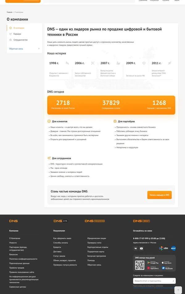 База знаний DNS, тематика — Интернет-магазин, цвета — Белый, Черный, стиль — Корпоративный, Минимализм, типографика — Без засечек