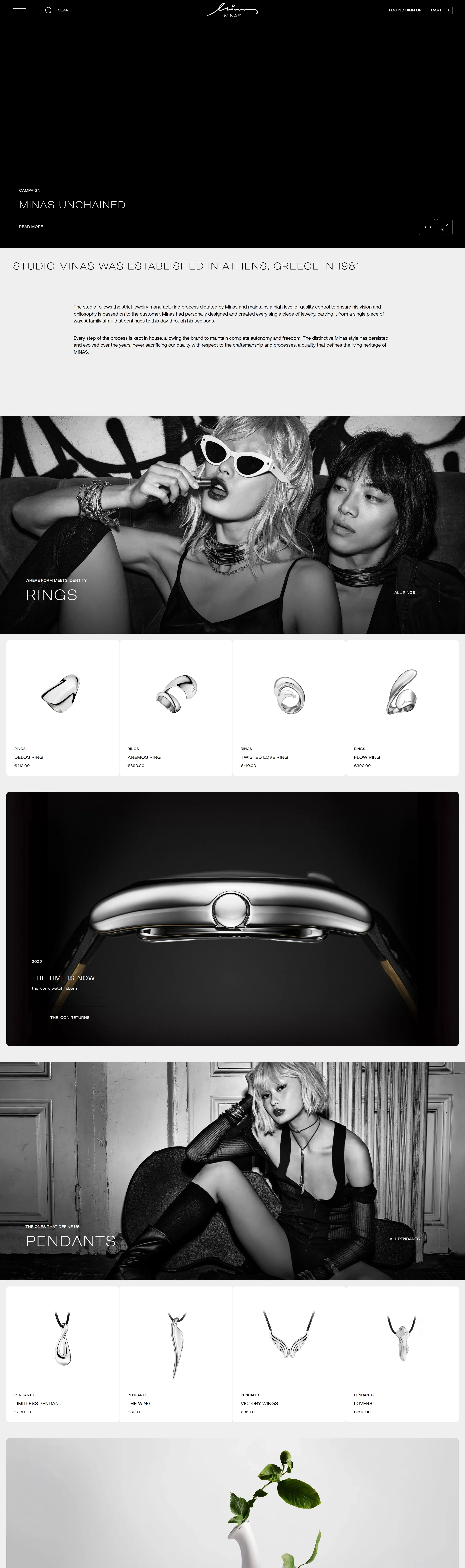 MINAS Главная MINAS, тематика — Интернет-магазин, цвета — Белый, Черный, Серый, стиль — Корпоративный, Минимализм, типографика — Без засечек