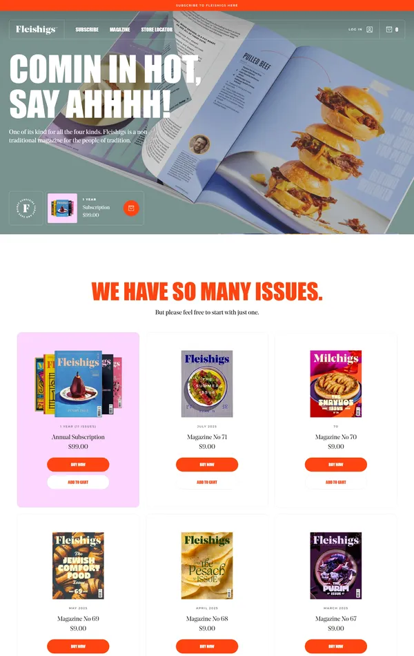 Главная Fleishigs, тематика — Медиа, Еда и напитки, цвета — Белый, Серый, стиль — Типографика, типографика — Без засечек, Декоративные