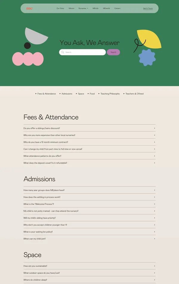 База знаний MEplace, тематика — Образование, цвета — Белый, Зеленый, стиль — Минимализм, типографика — Без засечек