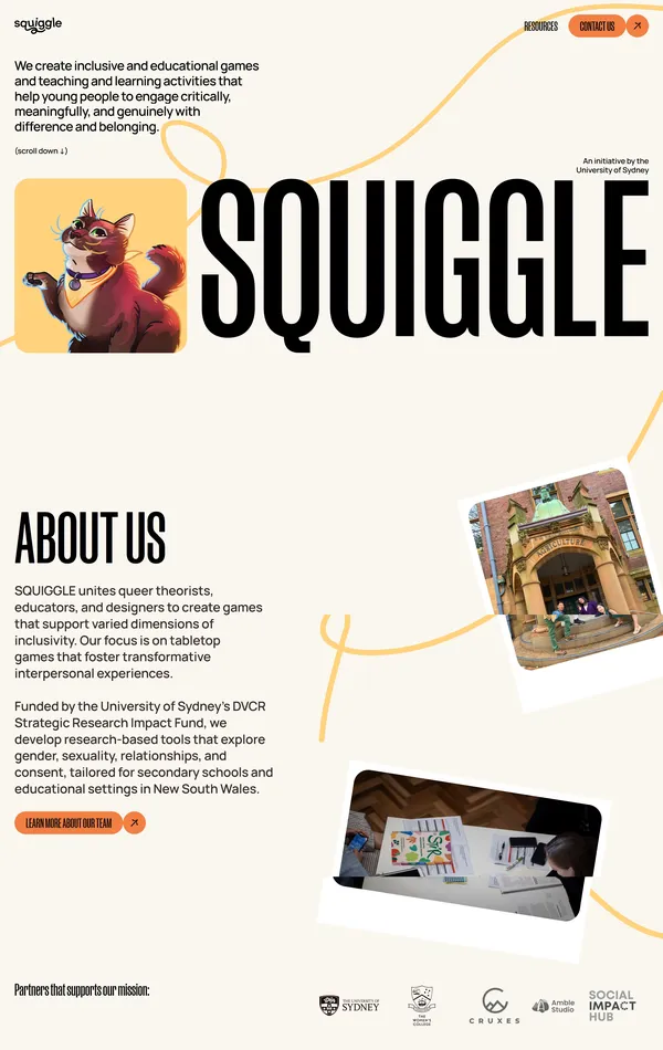 Главная Squiggle, тематика — Образование, цвета — Белый, Серый, стиль — Рисованный, Типографика, типографика — Без засечек, Декоративные