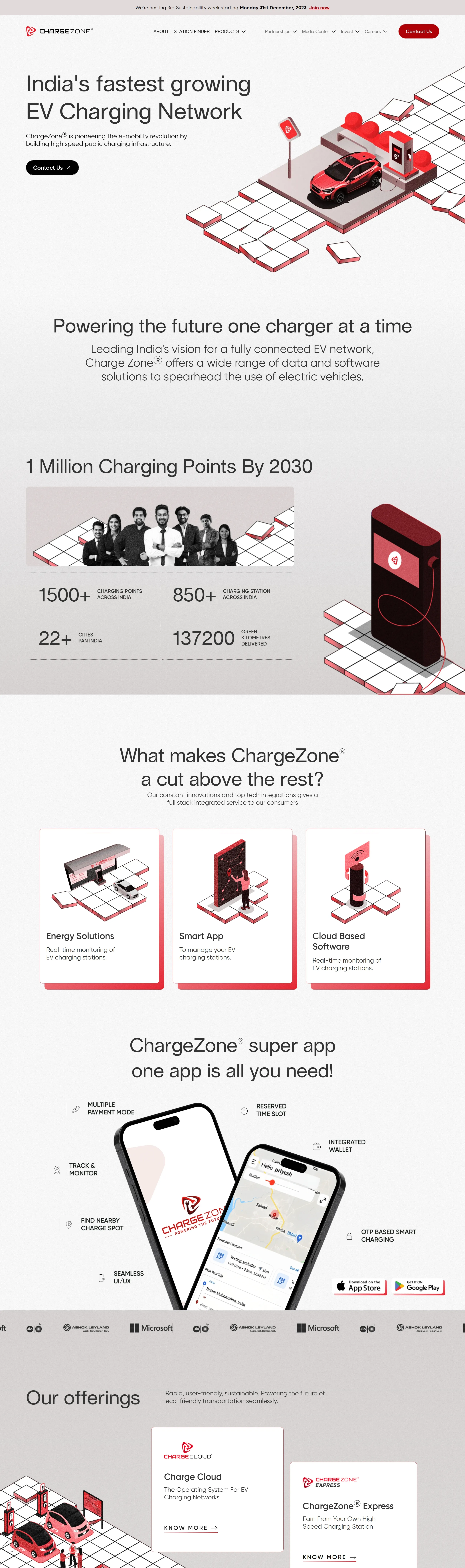 Главная ChargeZone, тематика — Продукт, цвета — Белый, стиль — Корпоративный, типографика — Без засечек