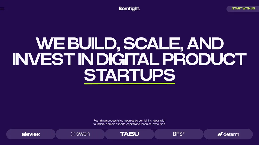 Секция «Призыв к действию» с сайта https://www.bornfight.com/, тематика — Бизнес и профессиональные услуги, цвета — Черный, Серый, стиль — Типографика, типографика — Без засечек