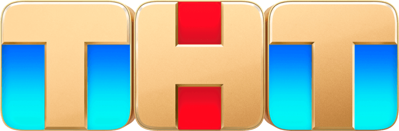 Знаковый логотип ТНТ Онлайн, тематика — Медиа, цвета — Серый, Синий, Желтый