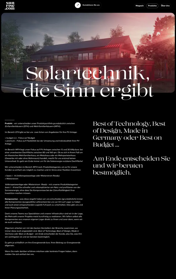 Продукт sun-rise, тематика — Продукт, цвета — Черный, стиль — Корпоративный, типографика — С засечками, Без засечек