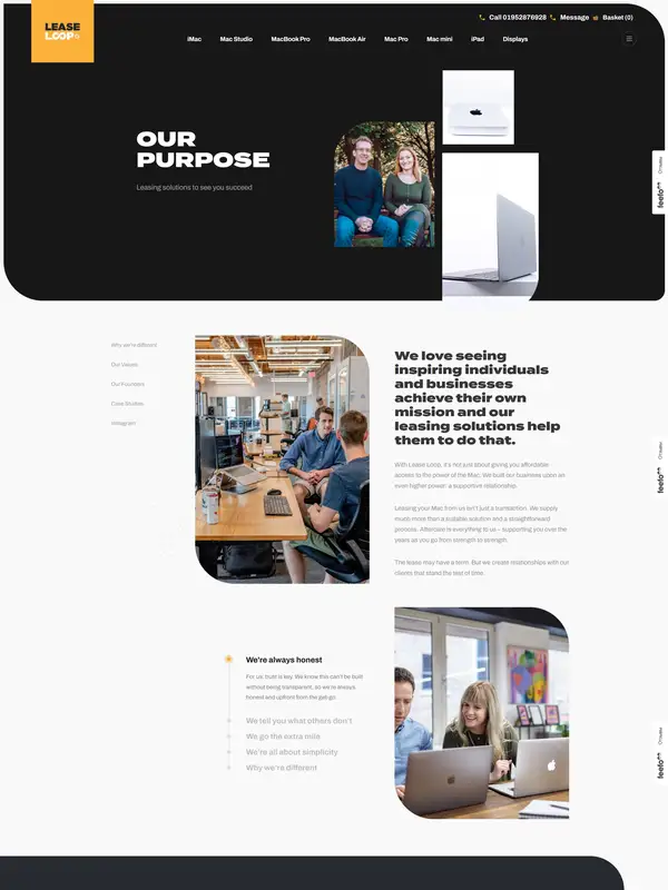 Страница о компании Lease Loop, тематика — SaaS, цвета — Белый, Черный, Серый, стиль — Корпоративный, Минимализм, типографика — Без засечек