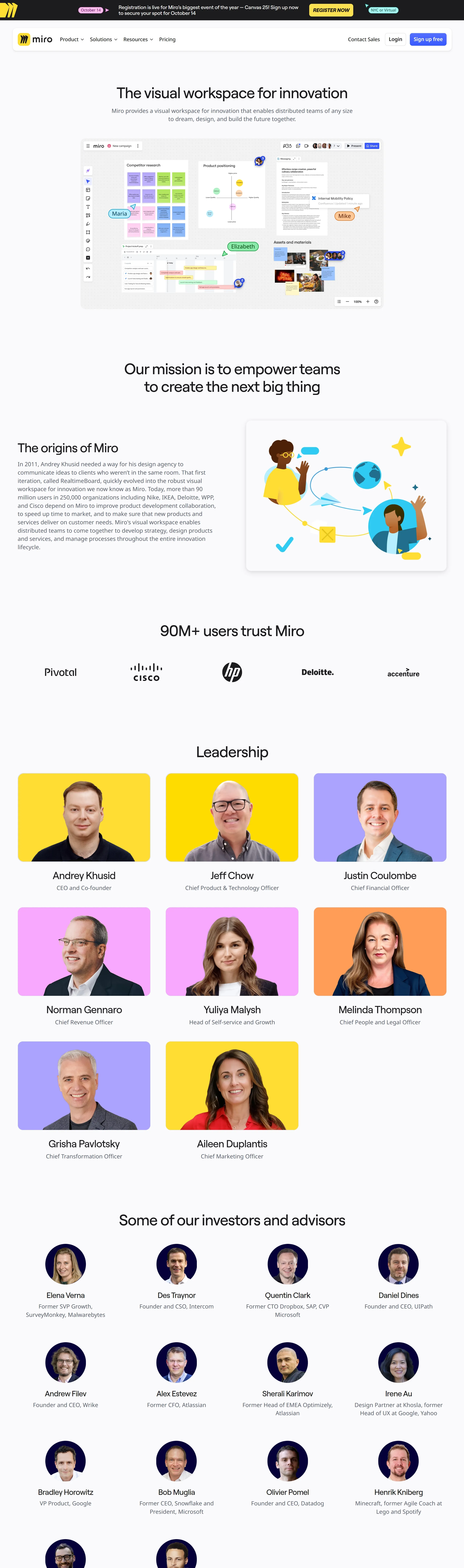 Miro Страница о компании Miro, тематика — IT и программное обеспечение, SaaS, цвета — Белый, стиль — Корпоративный, типографика — Без засечек