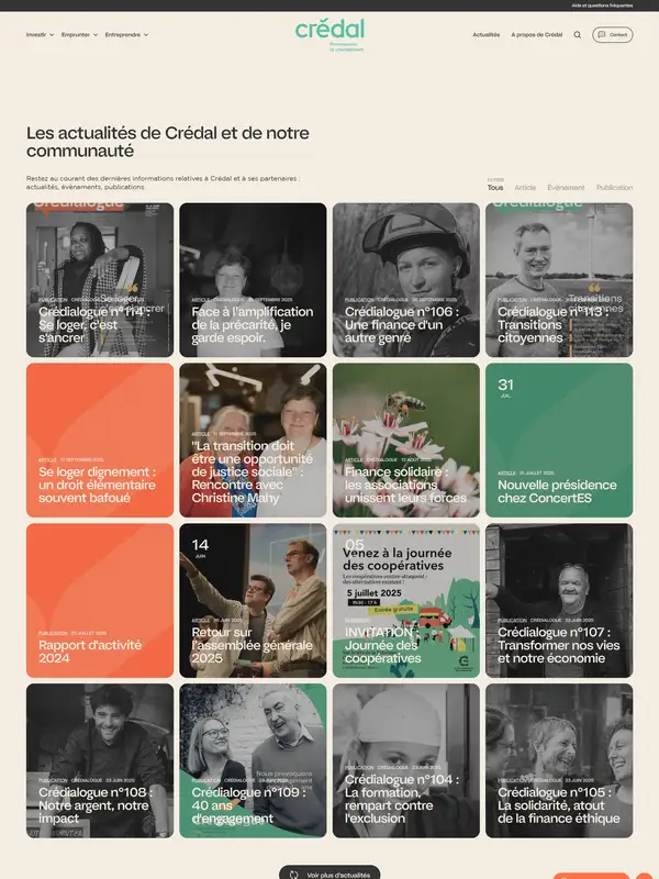 Новости Crédal, тематика — Финансы, цвета — Белый, Черный, Серый, стиль — Карточный, Минимализм, типографика — Без засечек