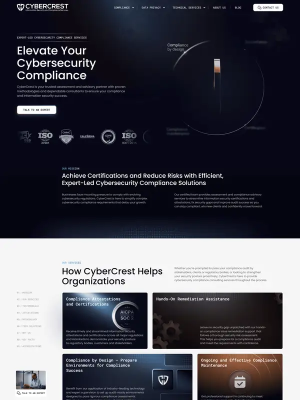 Лендинг CyberCrest, тематика — IT и программное обеспечение, цвета — Черный, стиль — Корпоративный, Минимализм, типографика — Без засечек