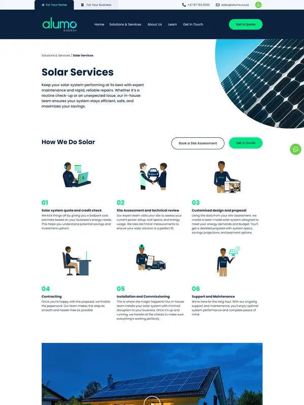 Услуги Alumo, тематика — Другое, цвета — Белый, Черный, Серый, стиль — Корпоративный, Минимализм, типографика — Без засечек