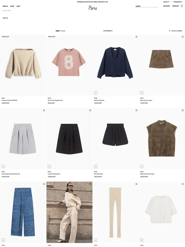 Каталог 8pm, тематика — Интернет-магазин, цвета — Белый, Серый, стиль — Минимализм, типографика — Без засечек